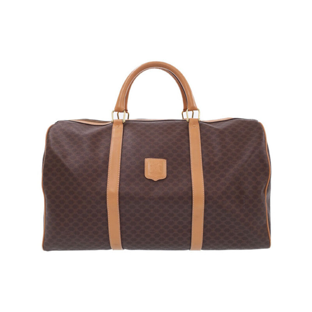 Celine Macadam Boston Leather Brown Boston Bag
